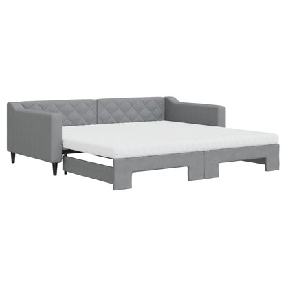 Divano Letto Estraibile Materassi Grigio Chiaro 100x200 Tessuto - homemem39