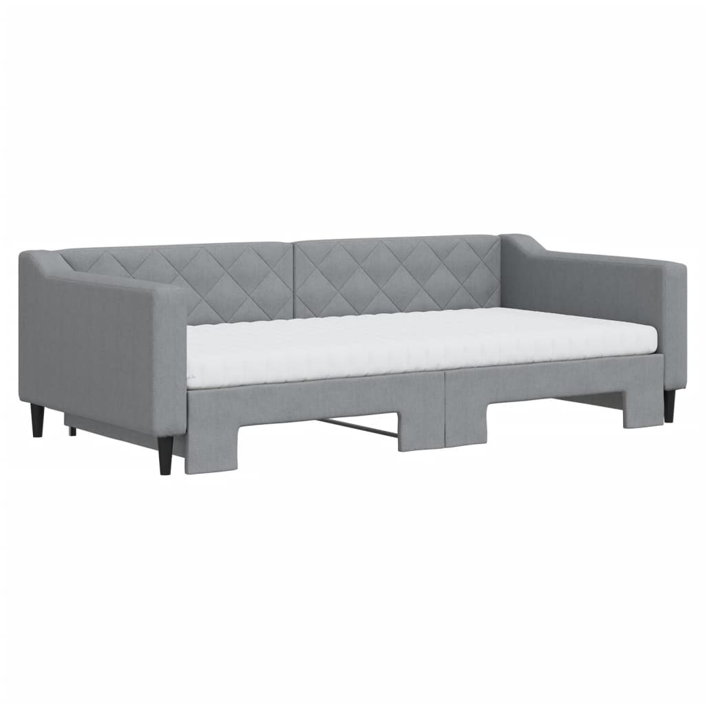 Divano Letto Estraibile Materassi Grigio Chiaro 100x200 Tessuto - homemem39