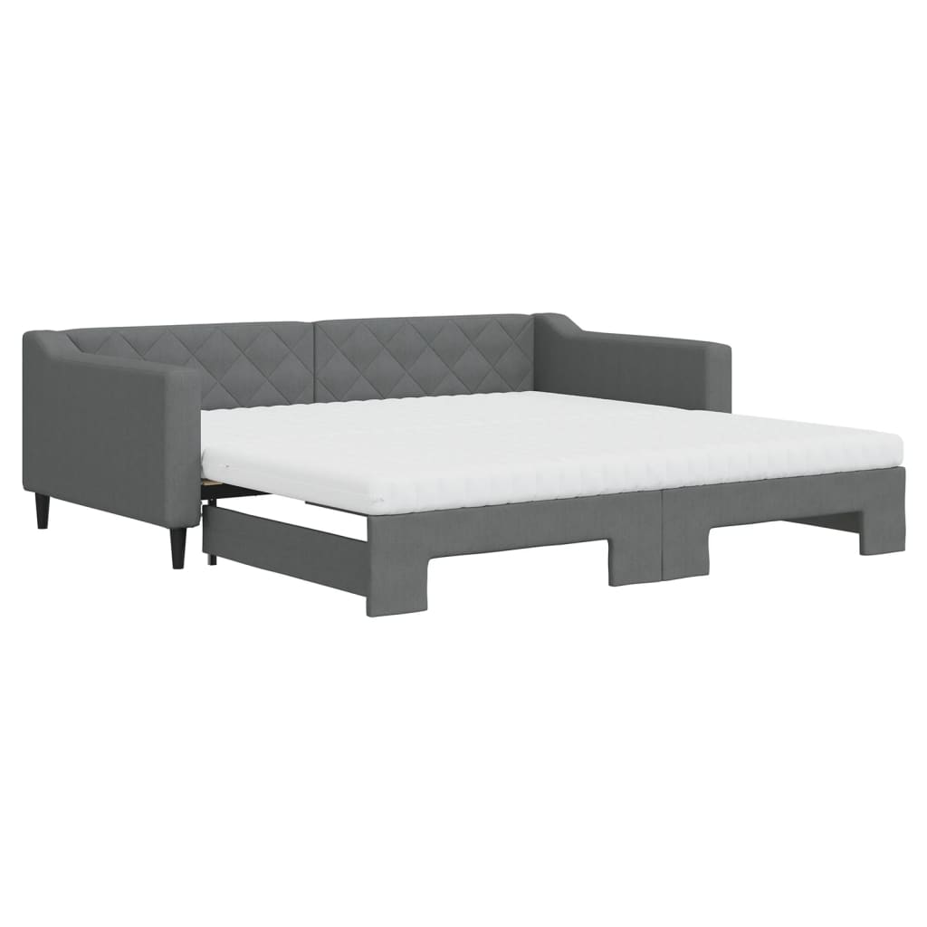 Divano Letto Estraibile Materassi Grigio Scuro 100x200 Tessuto - homemem39