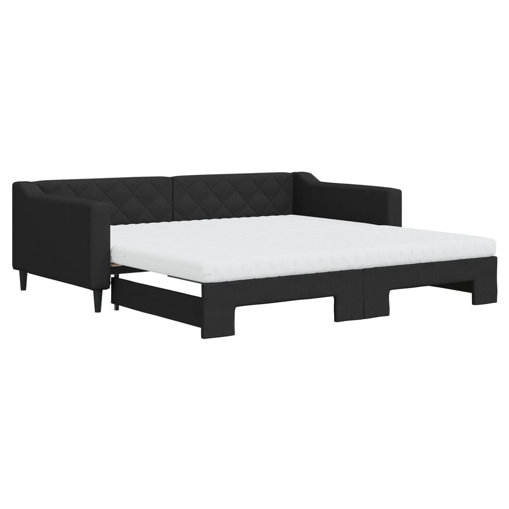 Divano Letto Estraibile con Materassi Nero 100x200 cm Tessuto - homemem39