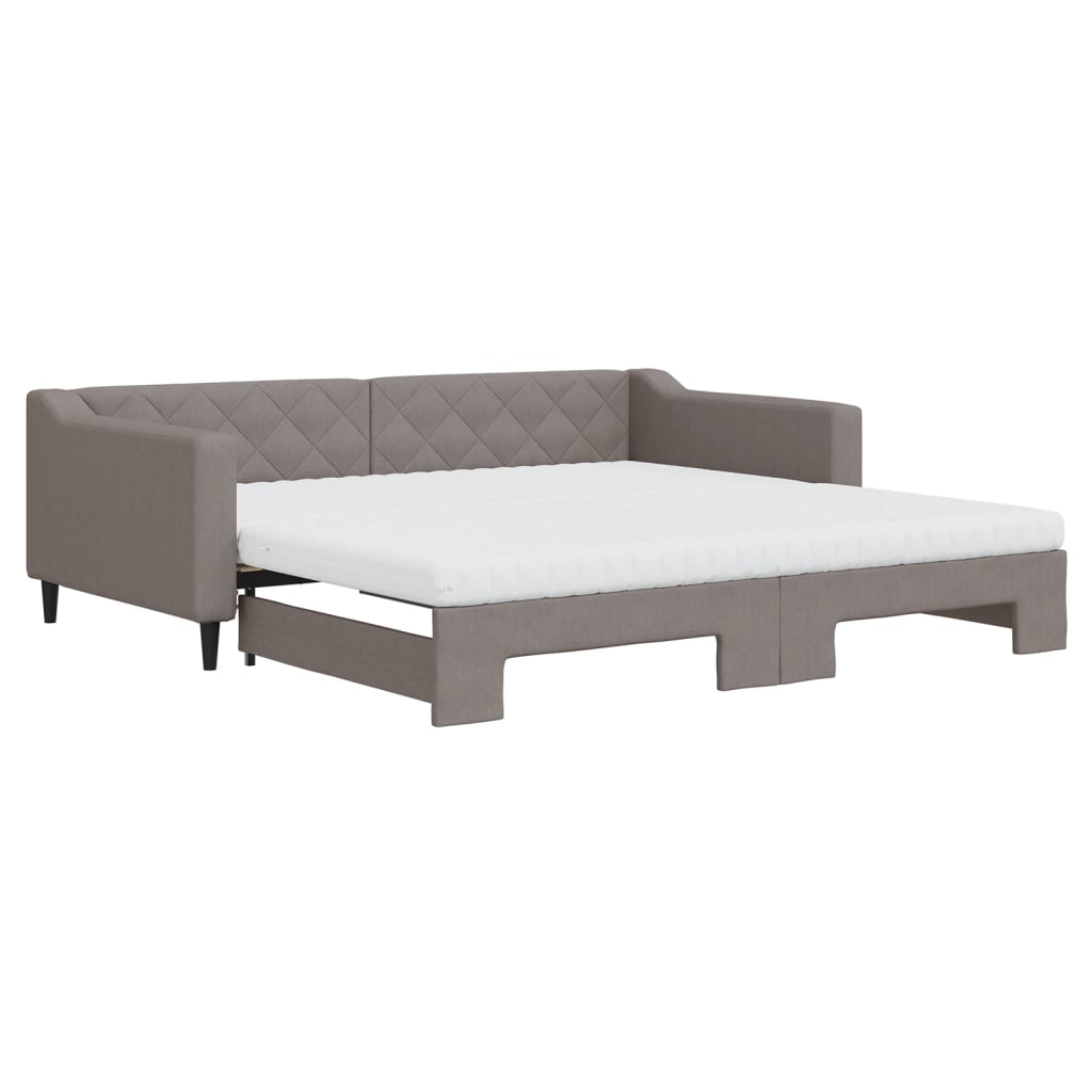 Divano Letto Estraibile con Materassi Tortora 100x200cm Tessuto - homemem39