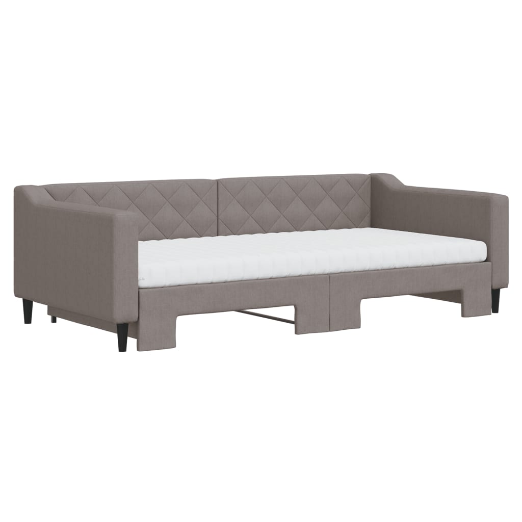Divano Letto Estraibile con Materassi Tortora 100x200cm Tessuto - homemem39