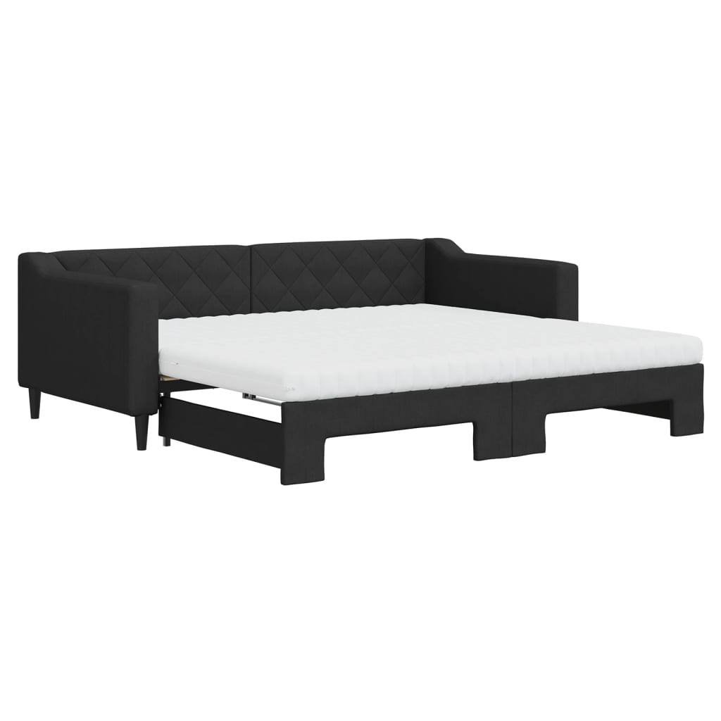 Divano Letto Estraibile con Materassi Nero 90x190 cm in Tessuto - homemem39