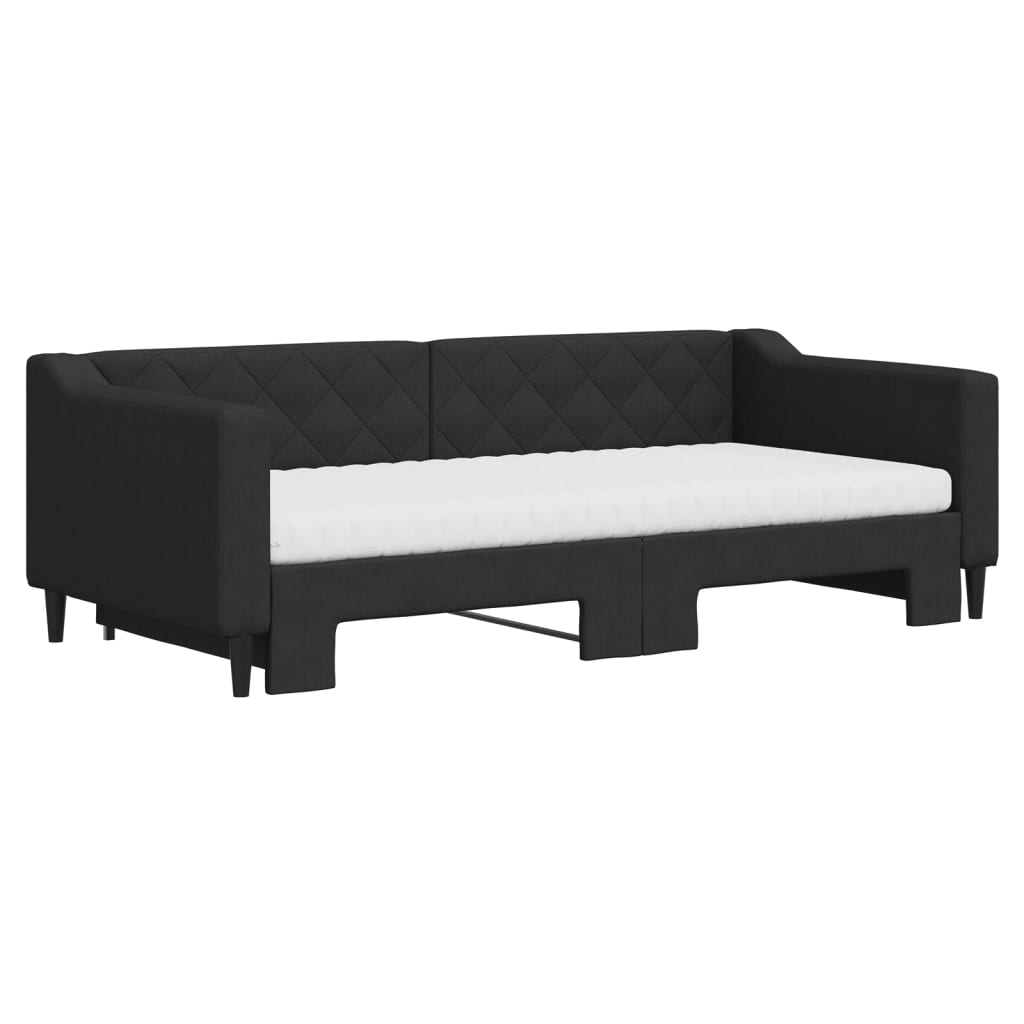 Divano Letto Estraibile con Materassi Nero 90x190 cm in Tessuto - homemem39