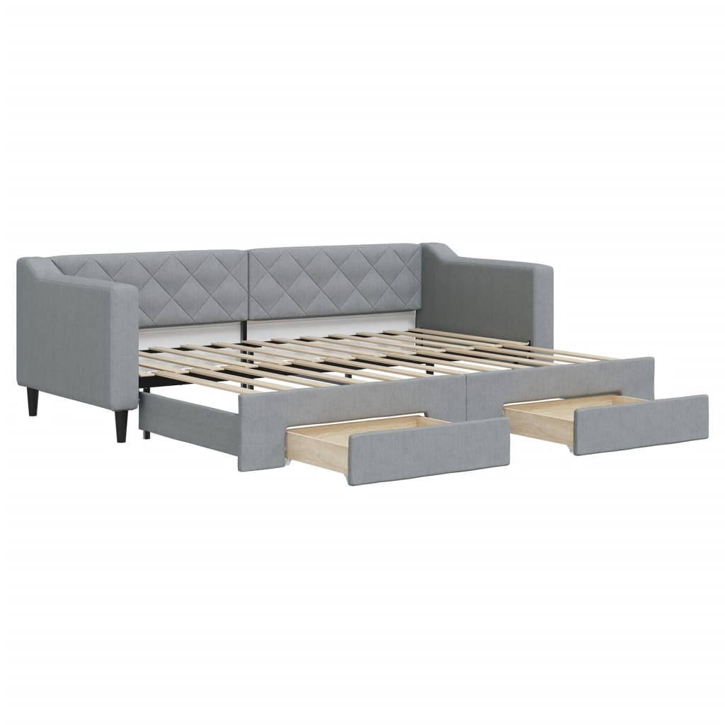 Divano Letto Estraibile Cassetti Grigio Chiaro 80x200cm Tessuto - homemem39