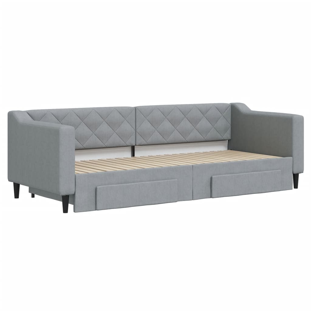 Divano Letto Estraibile Cassetti Grigio Chiaro 80x200cm Tessuto - homemem39