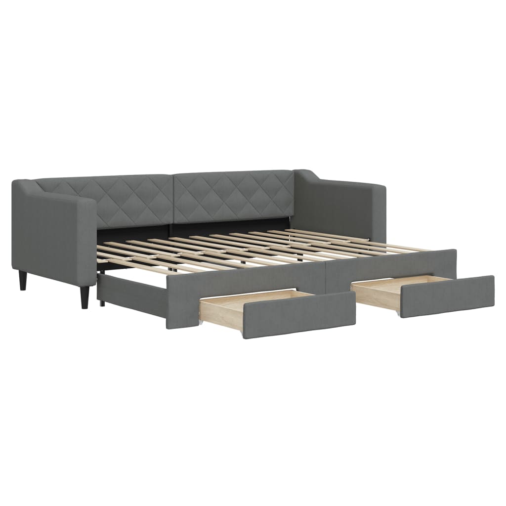 Divano Letto Estraibile Cassetti Grigio Scuro 80x200cm Tessuto - homemem39