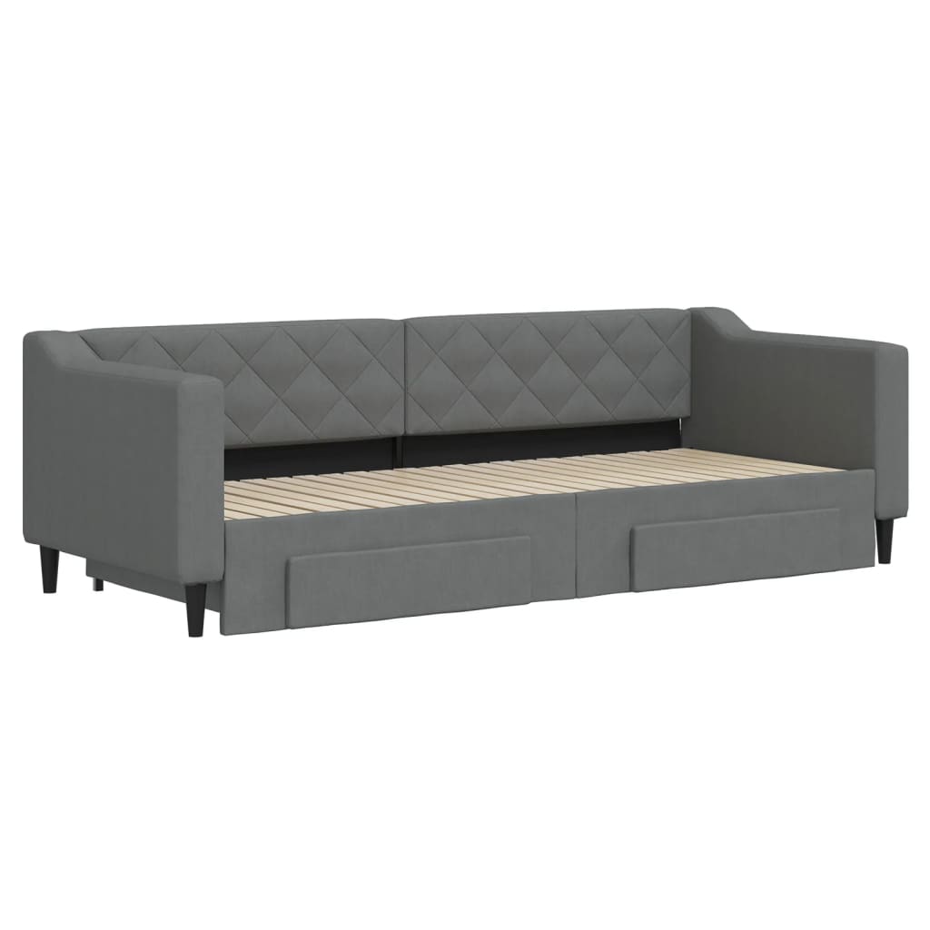 Divano Letto Estraibile Cassetti Grigio Scuro 80x200cm Tessuto - homemem39
