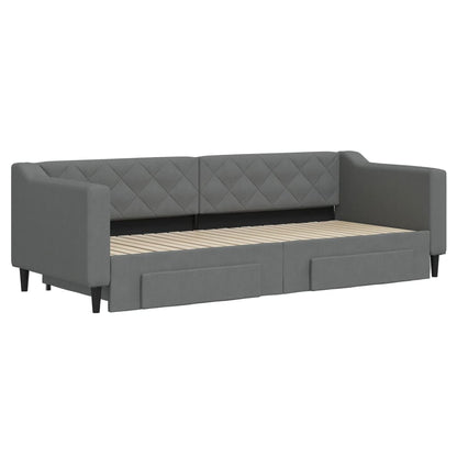 Divano Letto Estraibile Cassetti Grigio Scuro 80x200cm Tessuto - homemem39