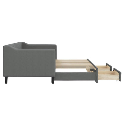 Divano Letto Estraibile Cassetti Grigio Scuro 80x200cm Tessuto - homemem39