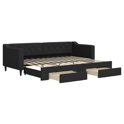 Divano Letto Estraibile con Cassetti Nero 80x200 cm in Tessuto | homemem39