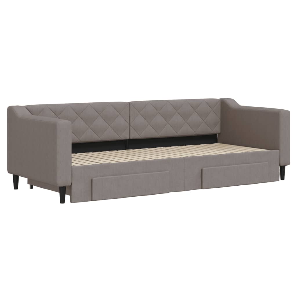Divano Letto Estraibile con Cassetti Tortora 80x200 cm Tessuto | homemem39