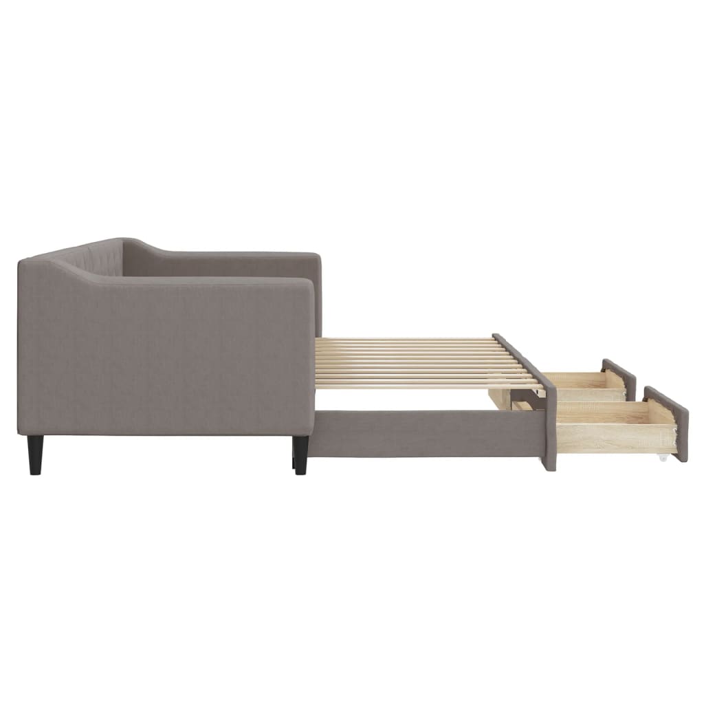 Divano Letto Estraibile con Cassetti Tortora 80x200 cm Tessuto | homemem39