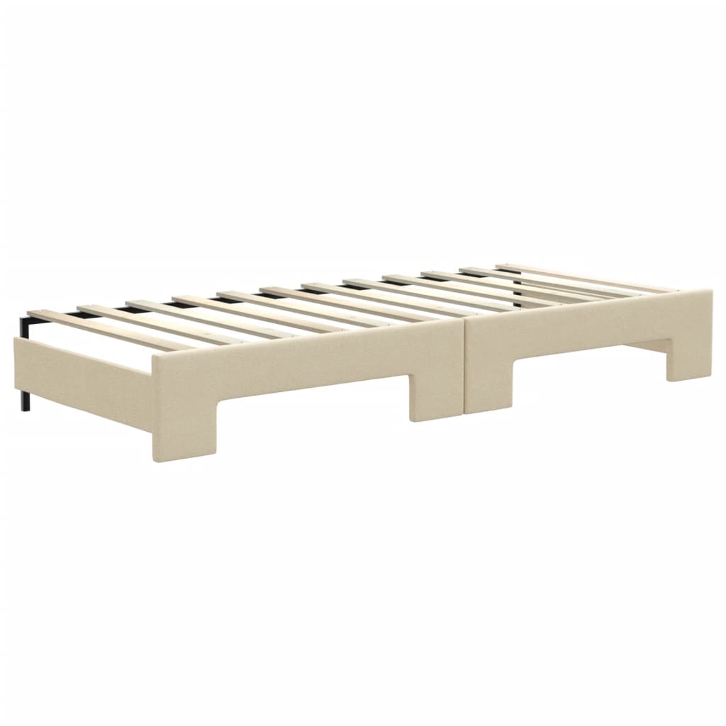 Divano Letto Estraibile con Cassetti Crema 80x200 cm in Tessuto | homemem39
