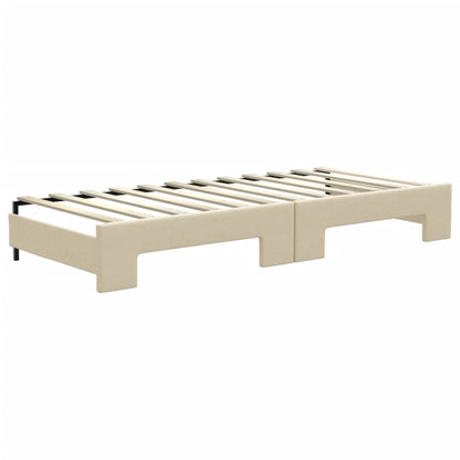 Divano Letto Estraibile con Cassetti Crema 80x200 cm in Tessuto | homemem39