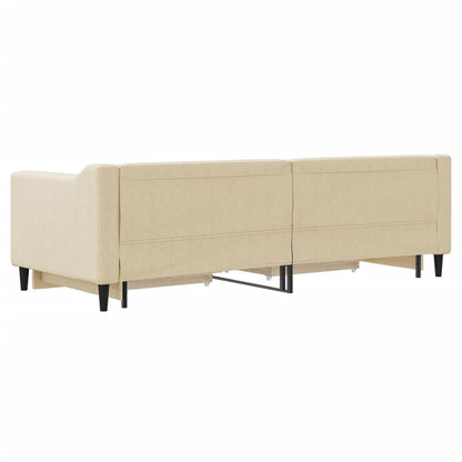 Divano Letto Estraibile con Cassetti Crema 80x200 cm in Tessuto | homemem39