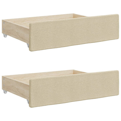 Divano Letto Estraibile con Cassetti Crema 80x200 cm in Tessuto | homemem39