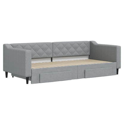 Divano Letto Estraibile Cassetti Grigio Chiaro 90x200cm Tessuto - homemem39