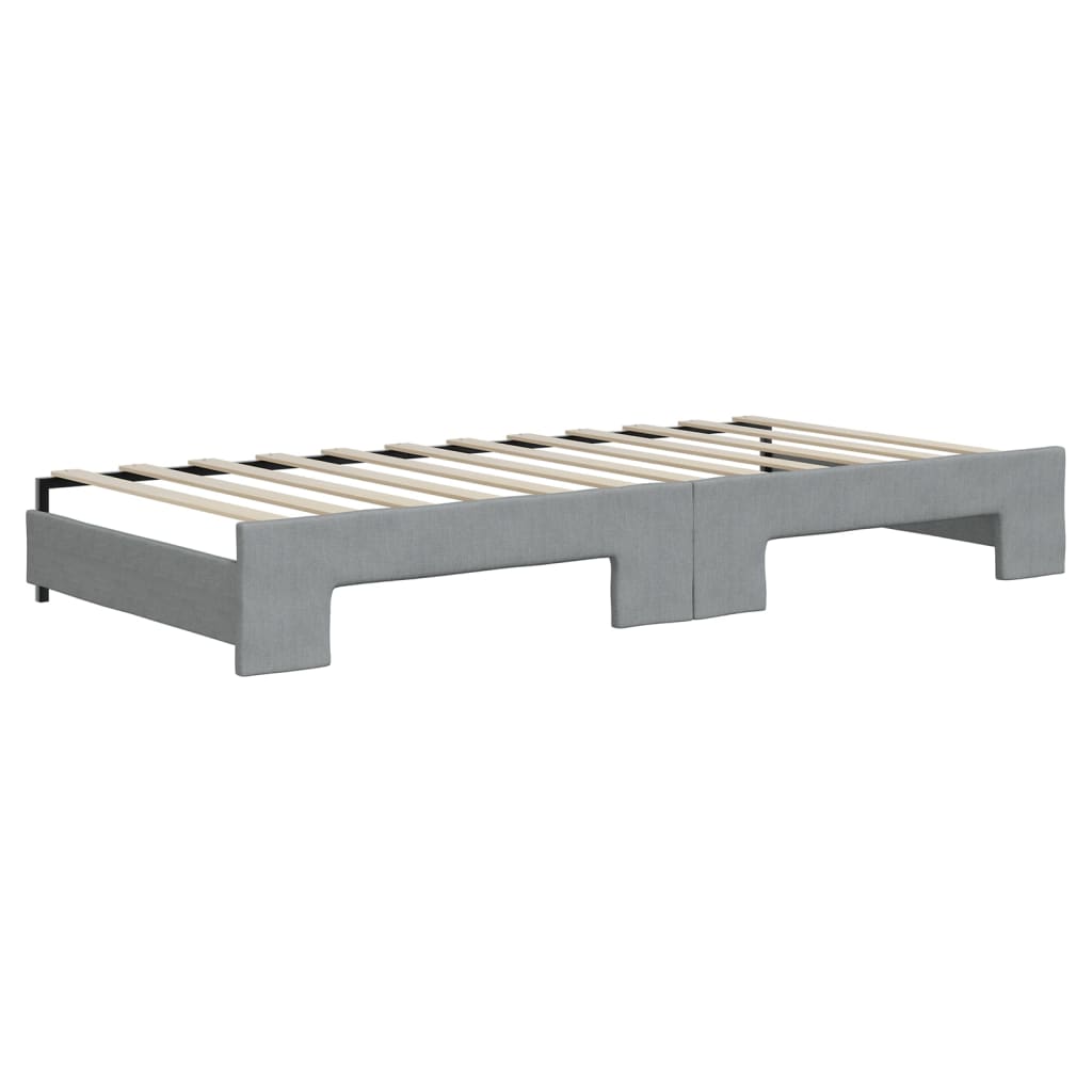 Divano Letto Estraibile Cassetti Grigio Chiaro 90x200cm Tessuto - homemem39