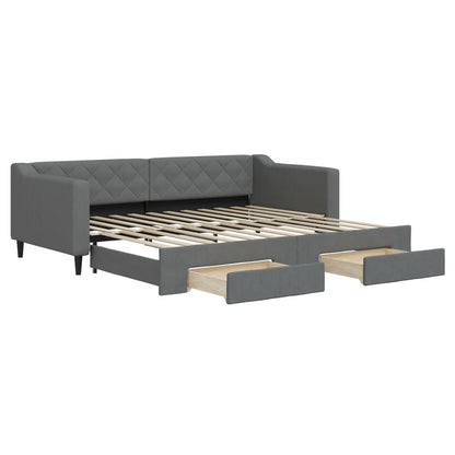 Divano Letto Estraibile Cassetti Grigio Scuro 90x200cm Tessuto - homemem39