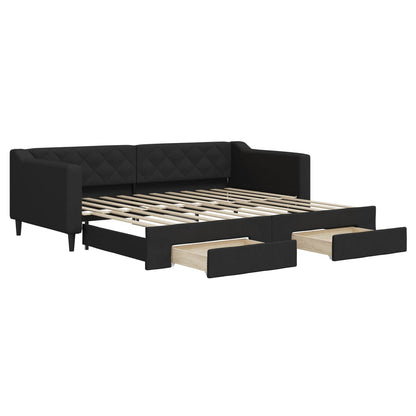 Divano Letto Estraibile con Cassetti Nero 90x200 cm in Tessuto - homemem39