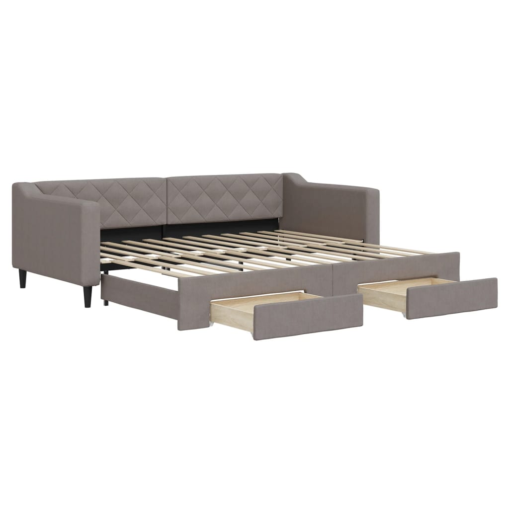 Divano Letto Estraibile con Cassetti Tortora 90x200 cm Tessuto | homemem39