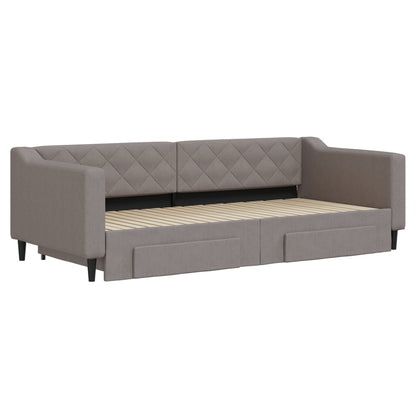 Divano Letto Estraibile con Cassetti Tortora 90x200 cm Tessuto | homemem39