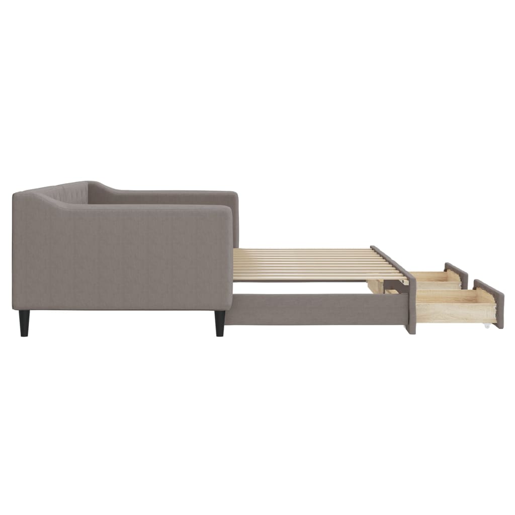 Divano Letto Estraibile con Cassetti Tortora 90x200 cm Tessuto | homemem39