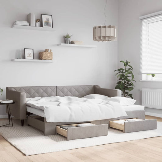 Divano Letto Estraibile con Cassetti Tortora 90x200 cm Tessuto | homemem39