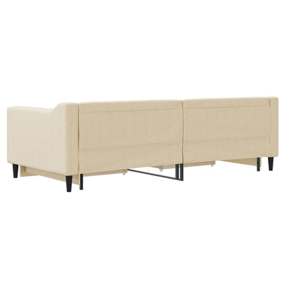 Divano Letto Estraibile con Cassetti Crema 90x200 cm in Tessuto - homemem39