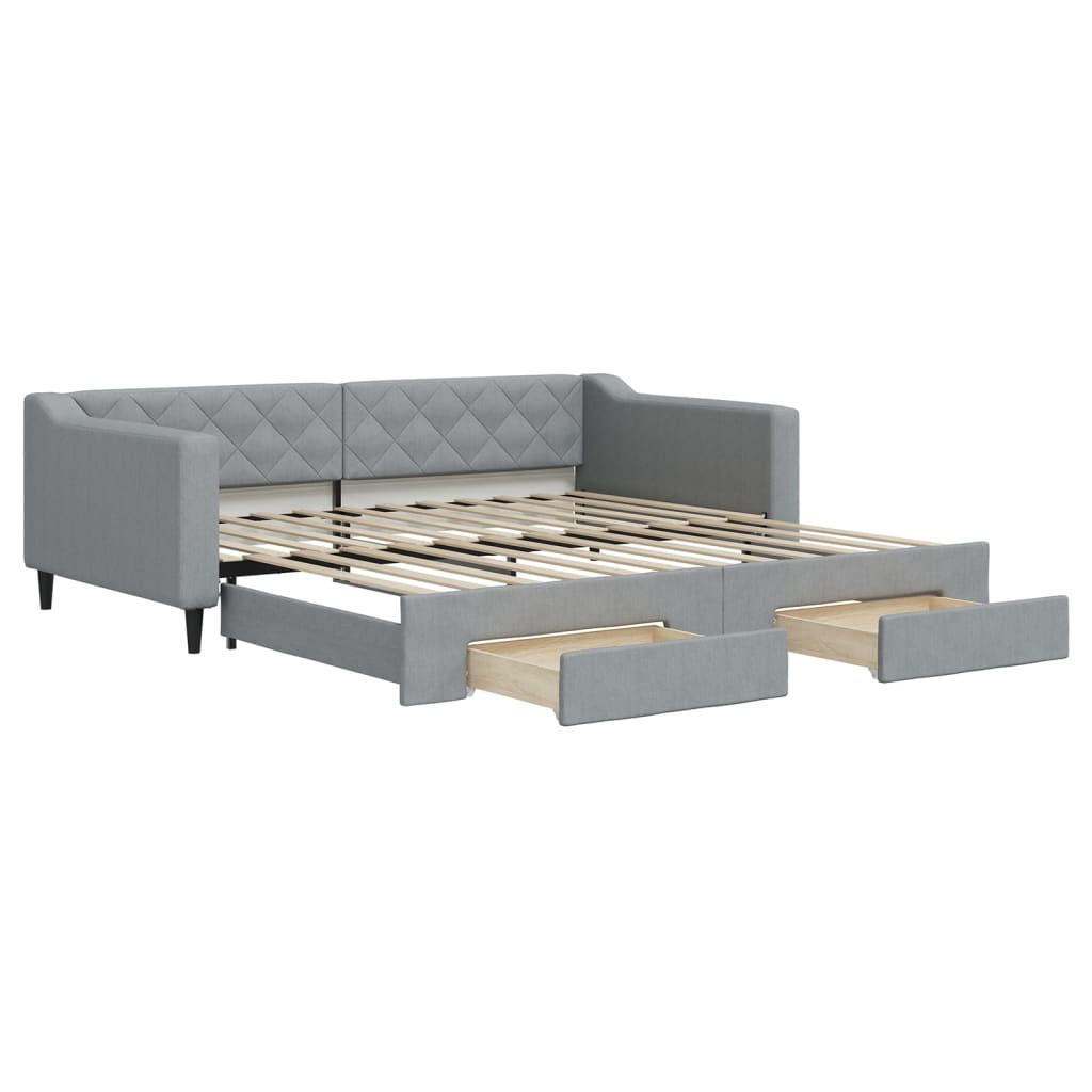 Divano Letto Estraibile Cassetti Grigio Chiaro 100x200 Tessuto - homemem39