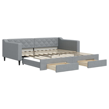 Divano Letto Estraibile Cassetti Grigio Chiaro 100x200 Tessuto - homemem39