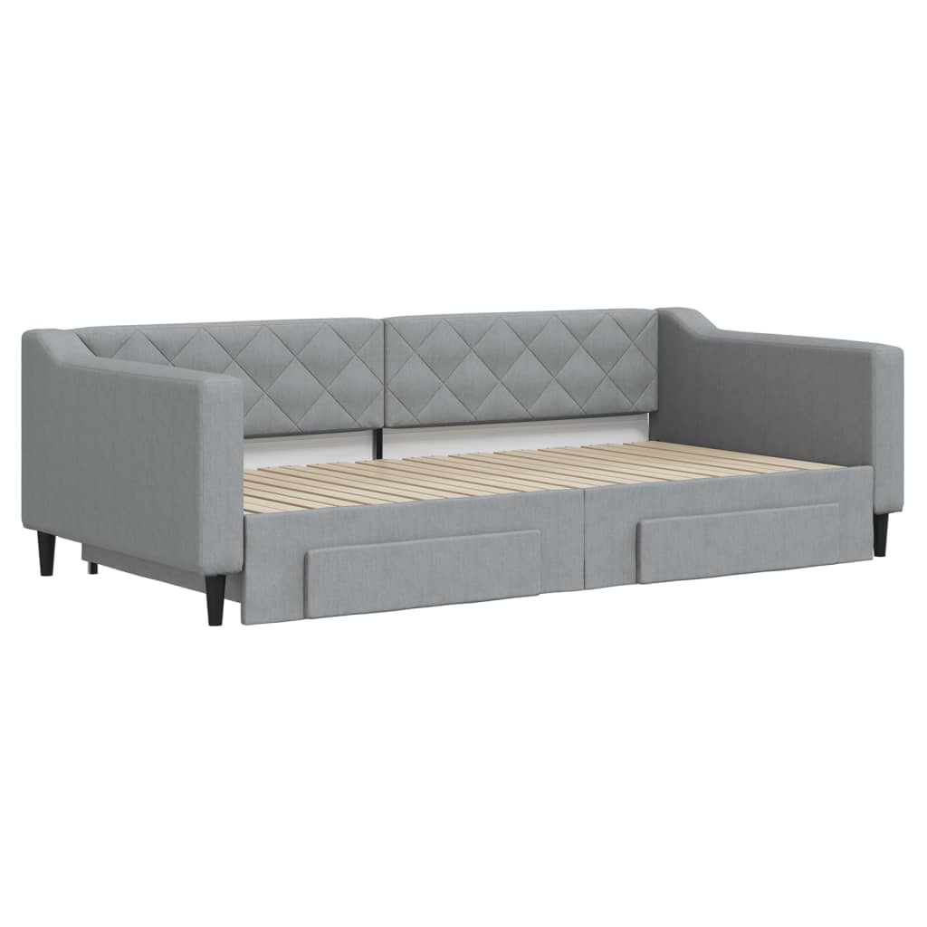 Divano Letto Estraibile Cassetti Grigio Chiaro 100x200 Tessuto - homemem39