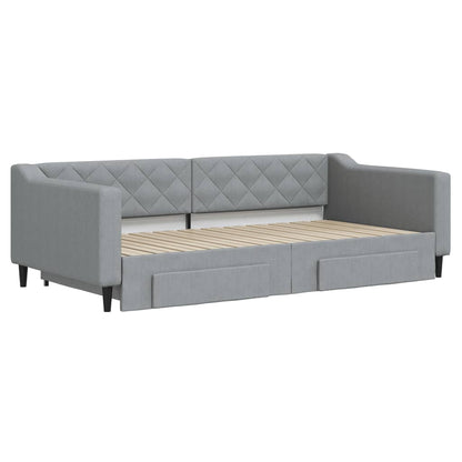 Divano Letto Estraibile Cassetti Grigio Chiaro 100x200 Tessuto - homemem39