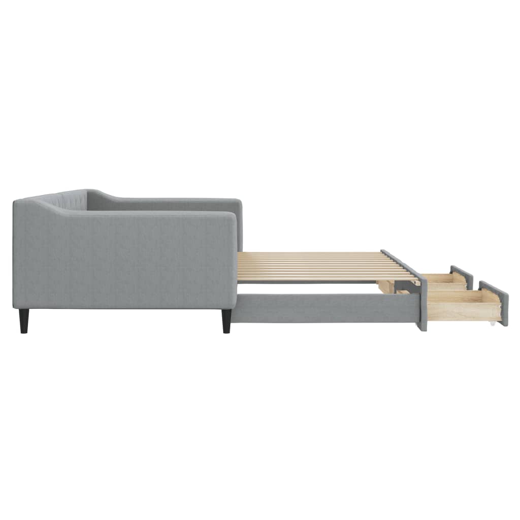 Divano Letto Estraibile Cassetti Grigio Chiaro 100x200 Tessuto - homemem39