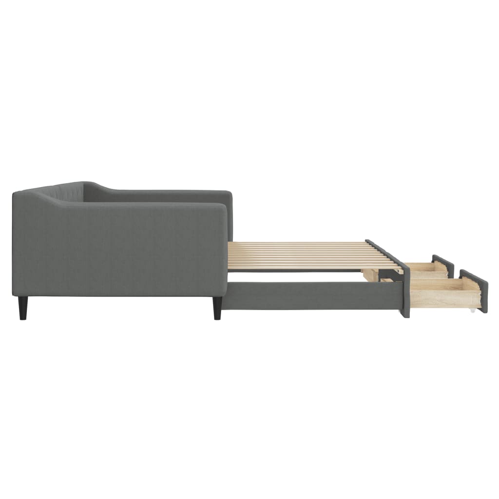 Divano Letto Estraibile Cassetti Grigio Scuro 100x200cm Tessuto - homemem39