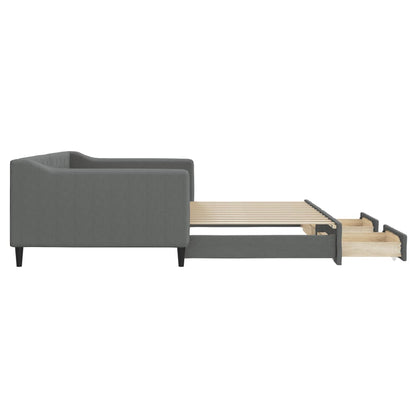 Divano Letto Estraibile Cassetti Grigio Scuro 100x200cm Tessuto - homemem39