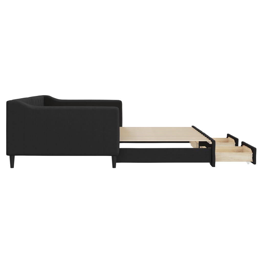Divano Letto Estraibile con Cassetti Nero 100x200 cm in Tessuto - homemem39