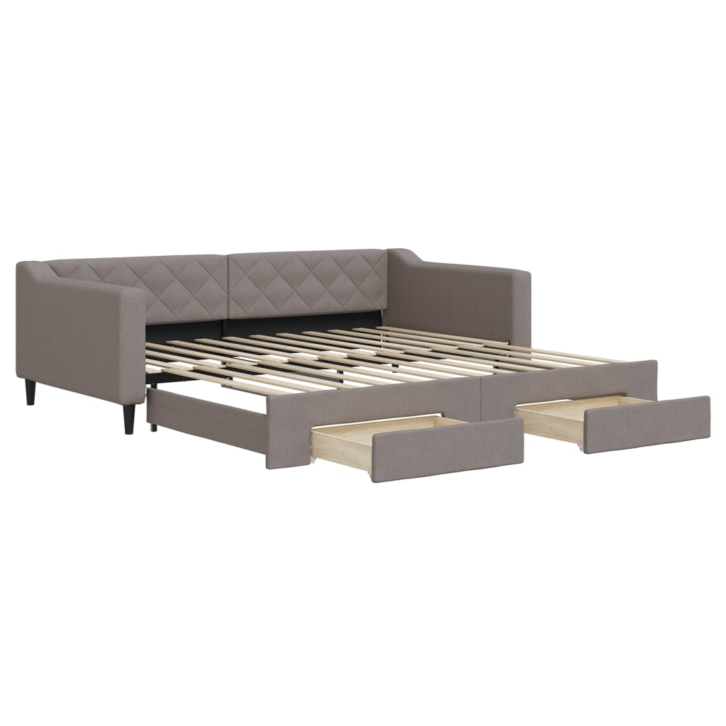 Divano Letto Estraibile con Cassetti Tortora 100x200 cm Tessuto | homemem39
