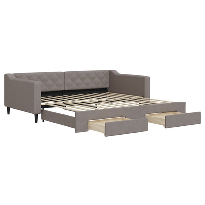 Divano Letto Estraibile con Cassetti Tortora 100x200 cm Tessuto | homemem39