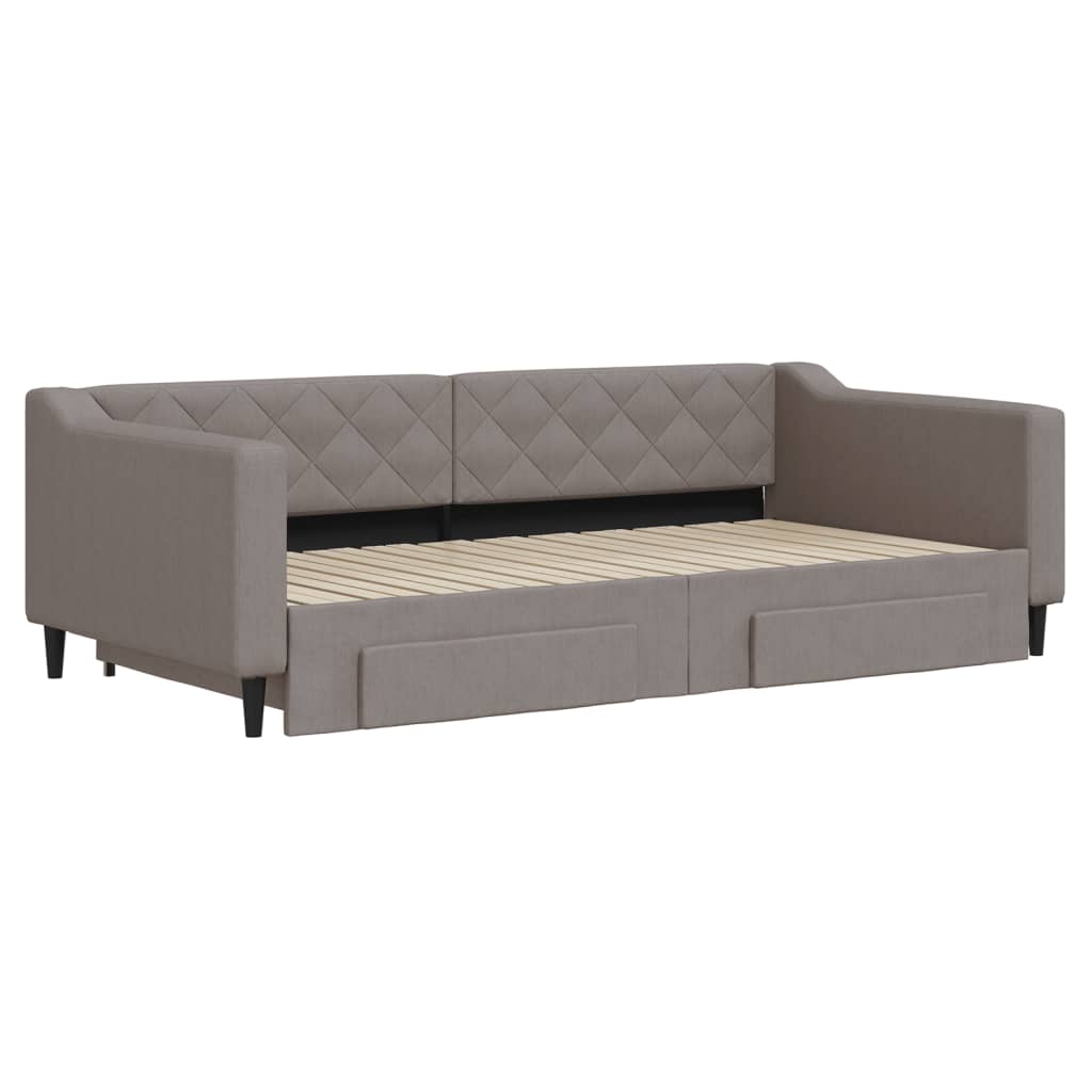 Divano Letto Estraibile con Cassetti Tortora 100x200 cm Tessuto | homemem39