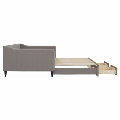 Divano Letto Estraibile con Cassetti Tortora 100x200 cm Tessuto | homemem39