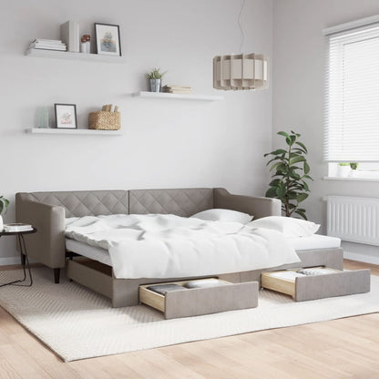 Divano Letto Estraibile con Cassetti Tortora 100x200 cm Tessuto | homemem39