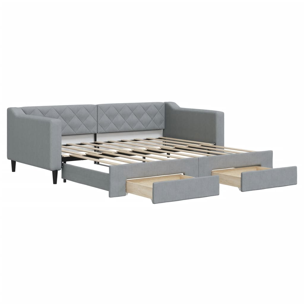 Divano Letto Estraibile Cassetti Grigio Chiaro 90x190cm Tessuto | homemem39