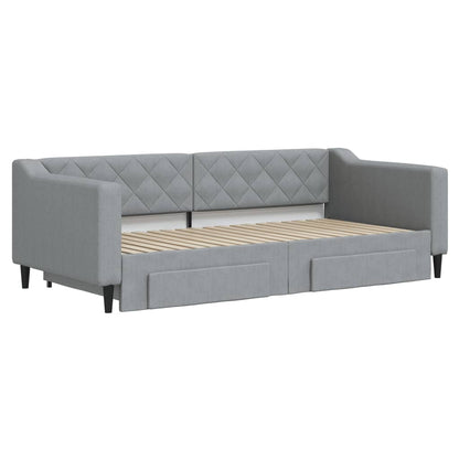 Divano Letto Estraibile Cassetti Grigio Chiaro 90x190cm Tessuto | homemem39