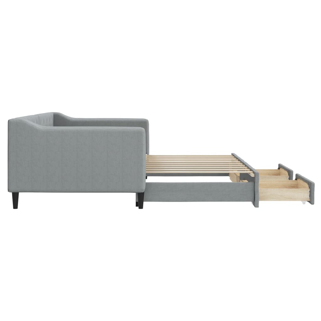 Divano Letto Estraibile Cassetti Grigio Chiaro 90x190cm Tessuto | homemem39
