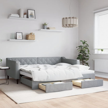 Divano Letto Estraibile Cassetti Grigio Chiaro 90x190cm Tessuto | homemem39