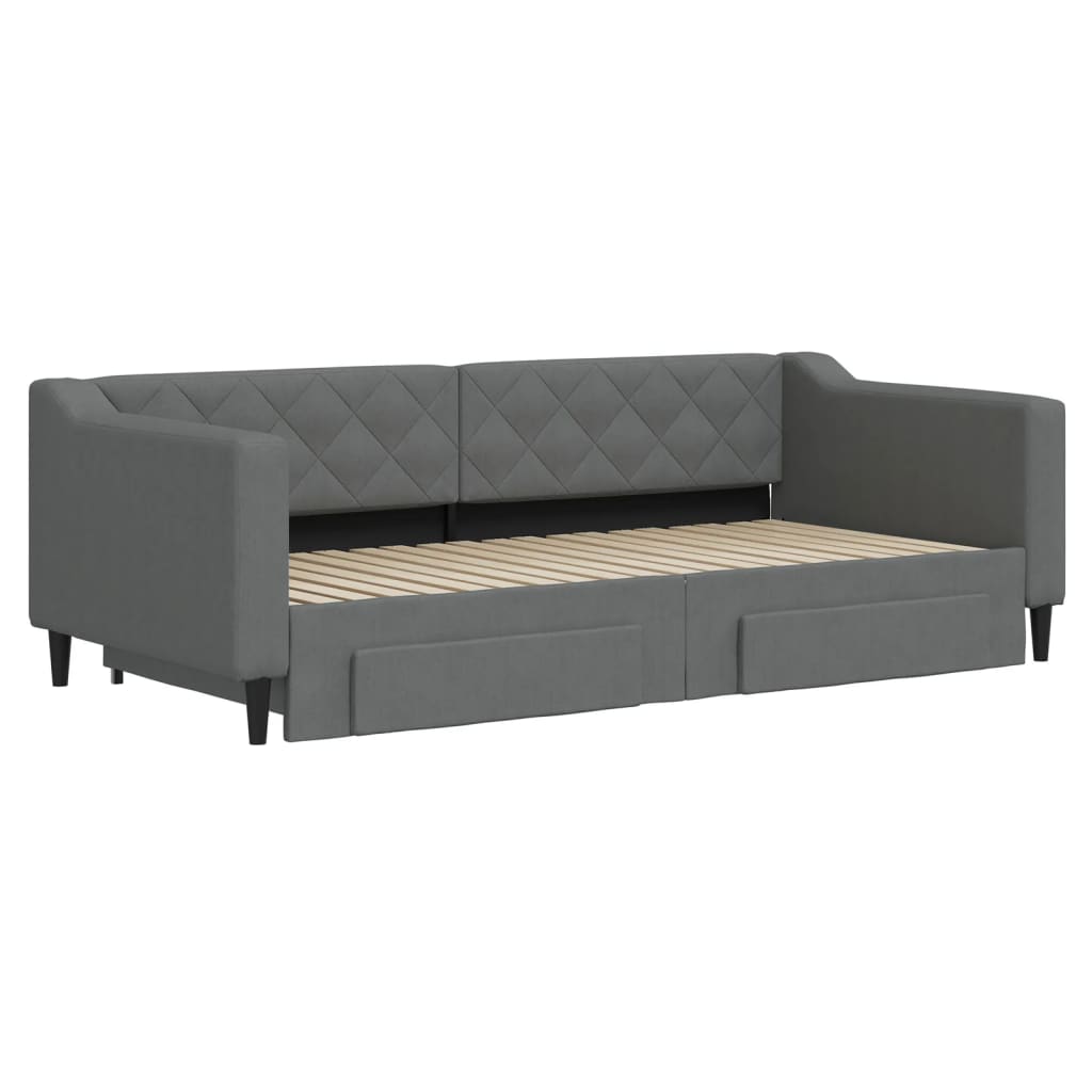 Divano Letto Estraibile Cassetti Grigio Scuro 90x190cm Tessuto - homemem39