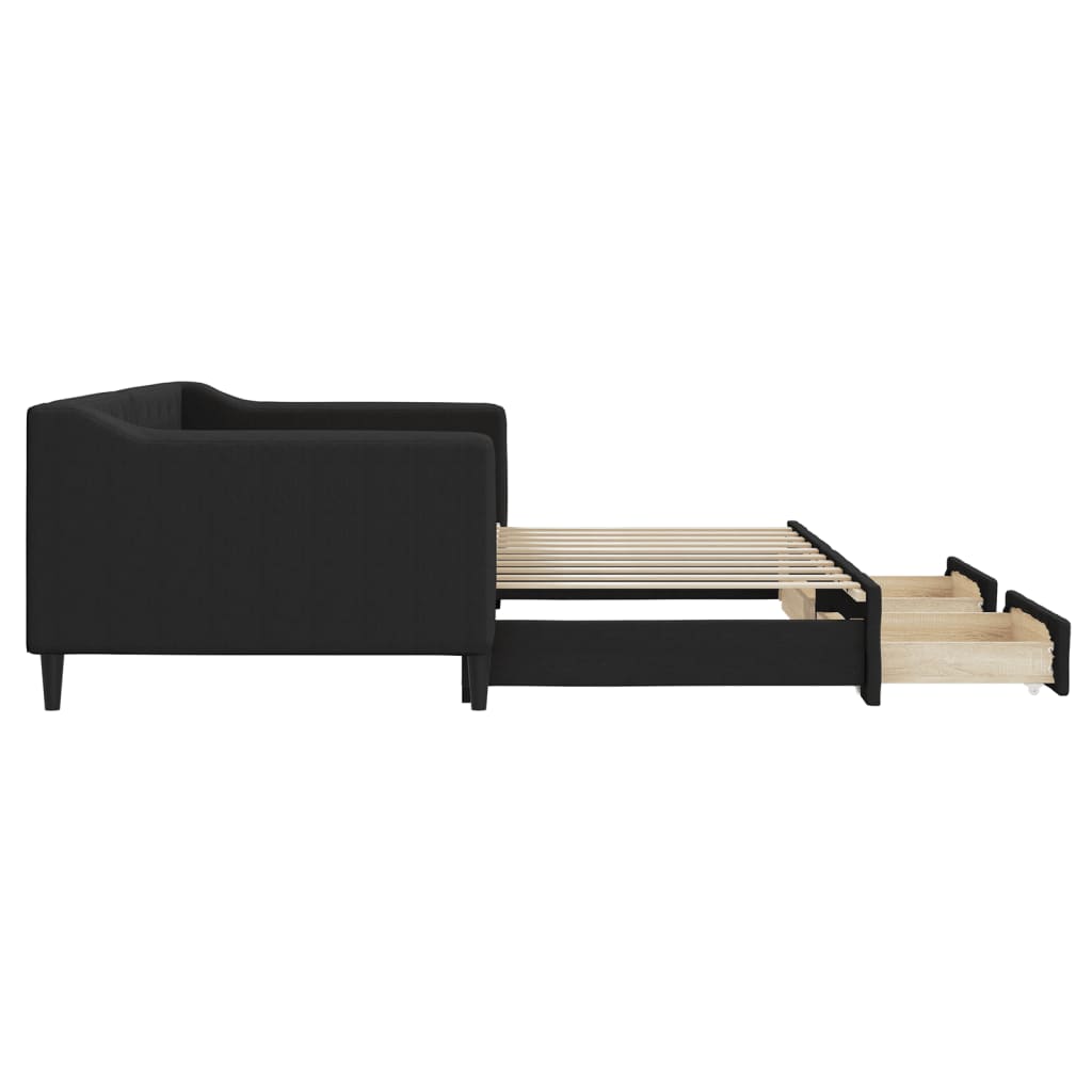 Divano Letto Estraibile con Cassetti Nero 90x190 cm in Tessuto | homemem39