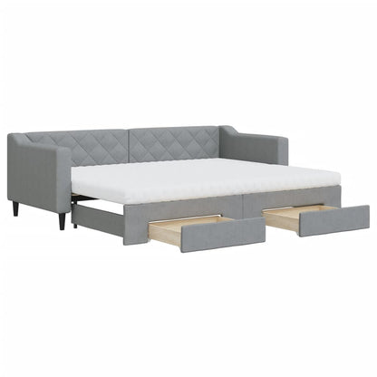 Divano Letto Estraibile Cassetti Grigio Chiaro 80x200cm Tessuto | homemem39
